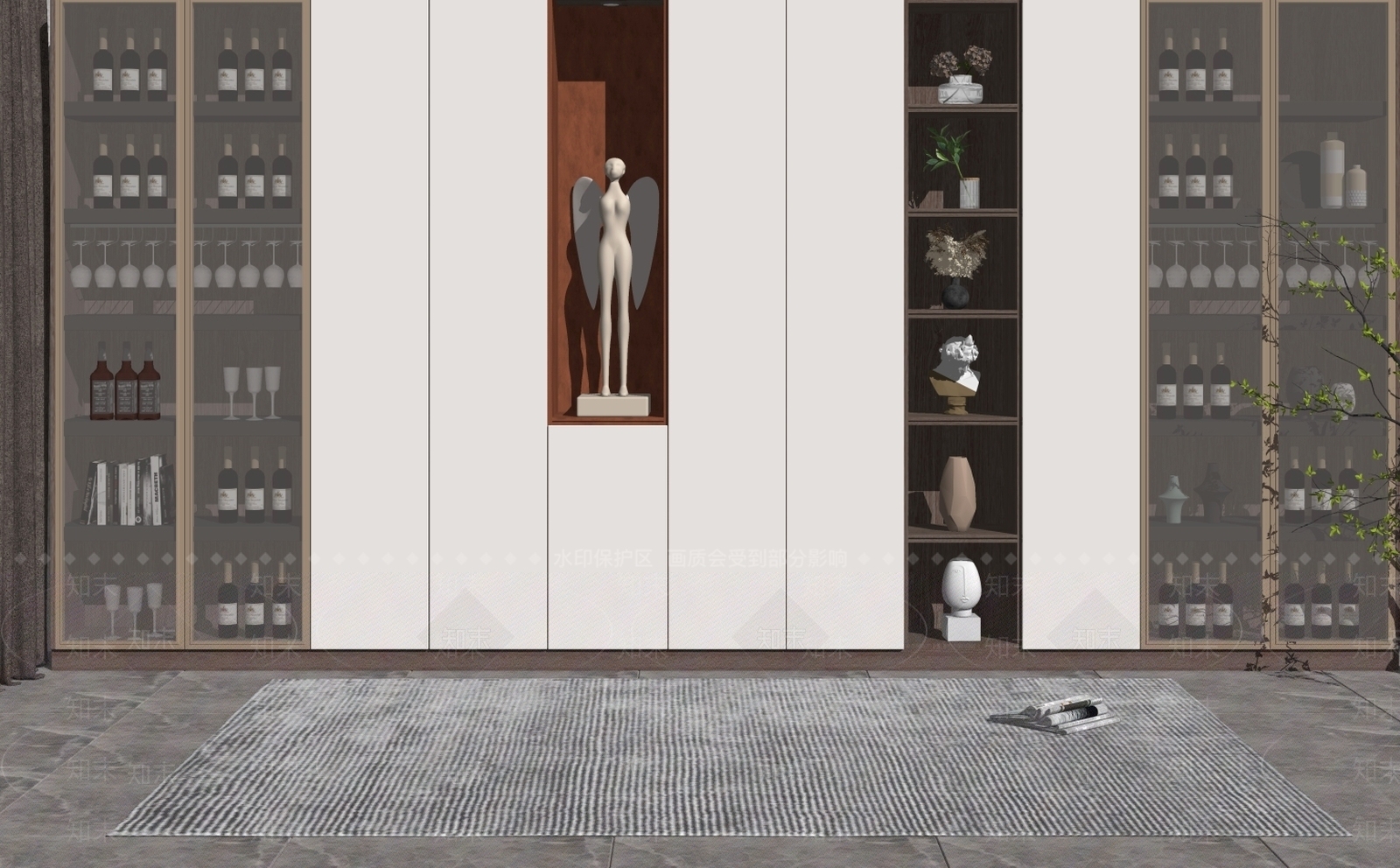 现代酒柜SU模型下载【ID:179597265】