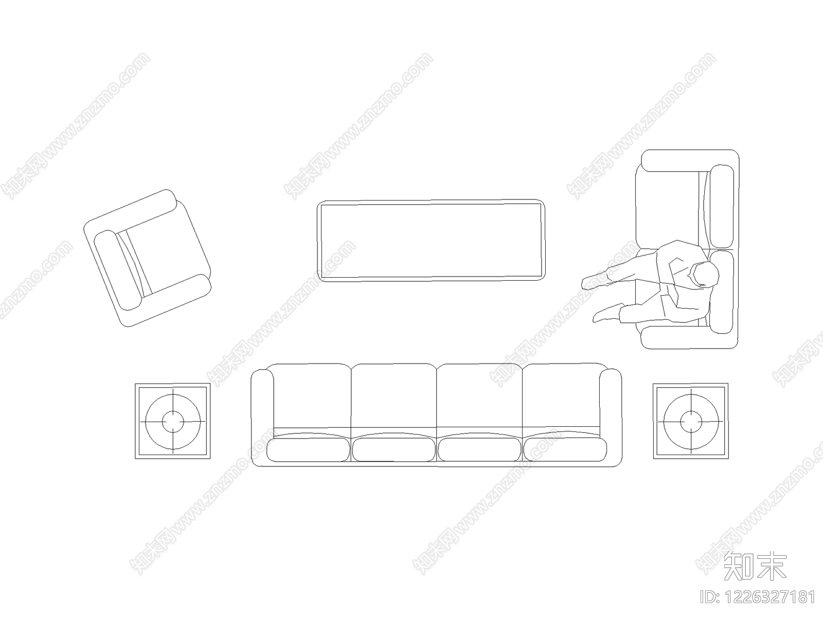 沙发cad施工图下载【ID:1226327181】