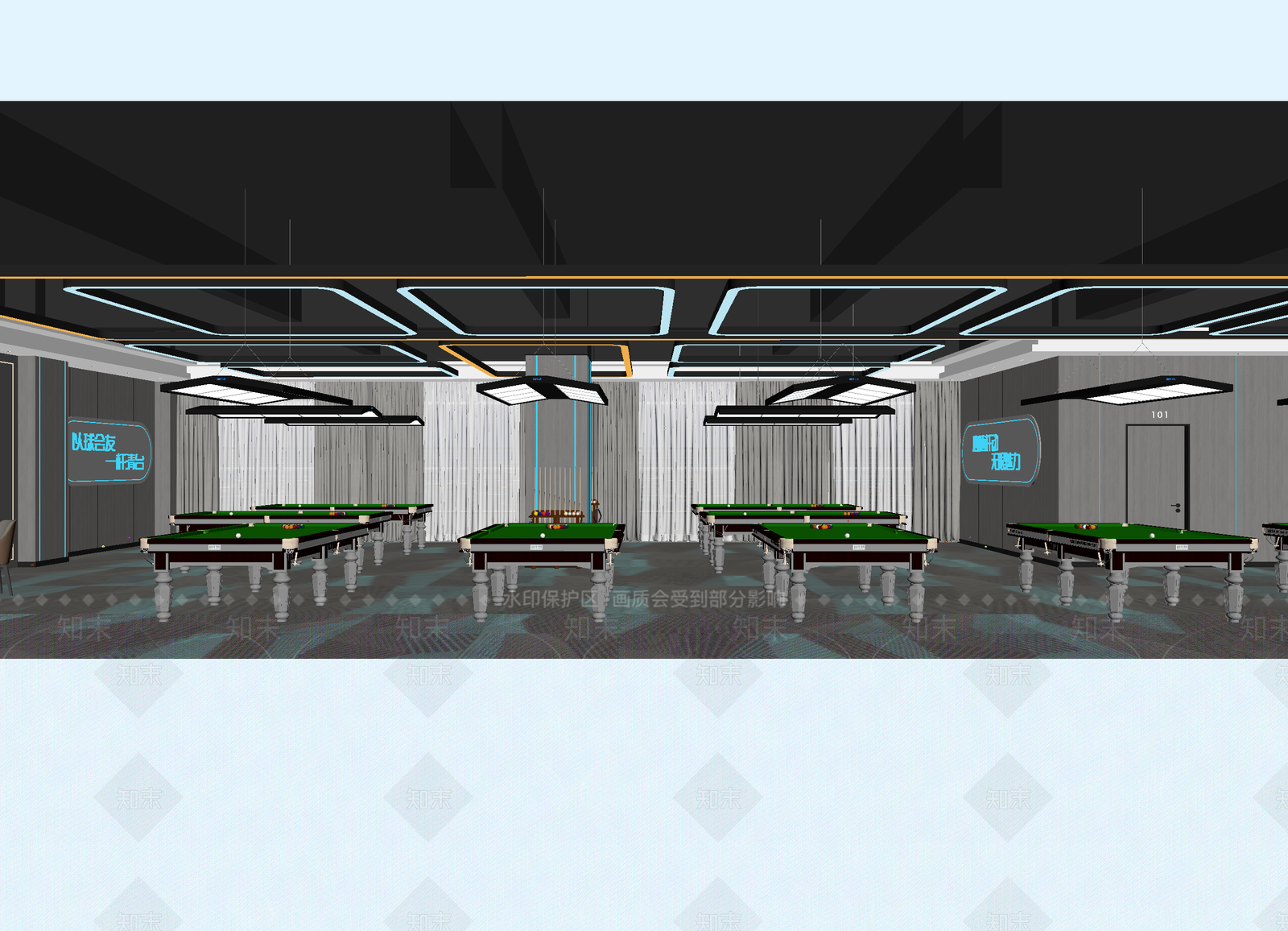 现代台球室3D模型下载【ID:1215108186】