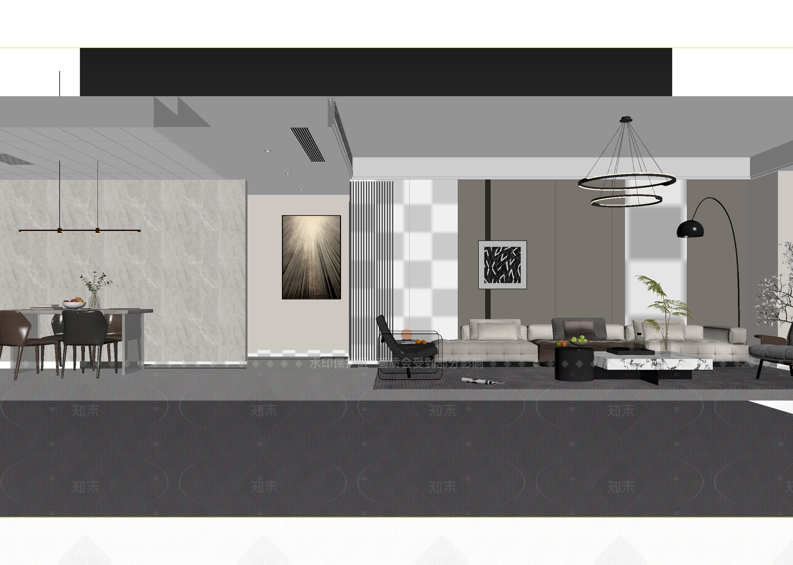 现代客餐厅3D模型下载【ID:1214935846】