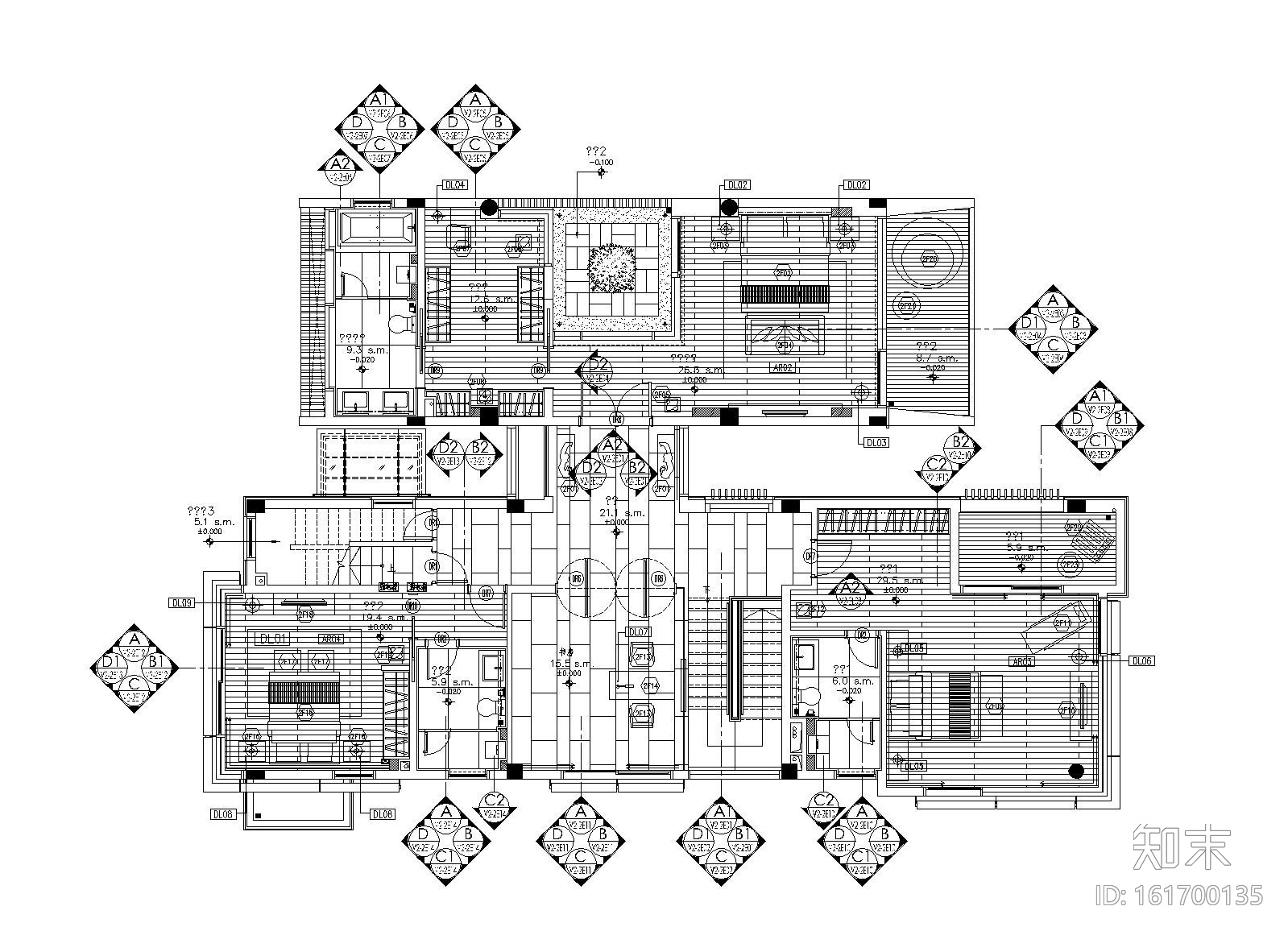 梁志天——现代简约风格别墅室内装修全套施工图cad施工图下载【ID:161700135】