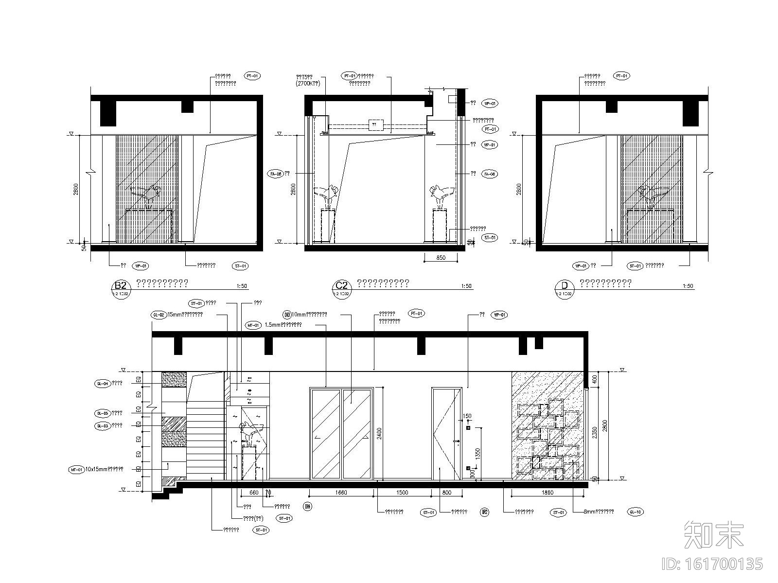 梁志天——现代简约风格别墅室内装修全套施工图cad施工图下载【ID:161700135】