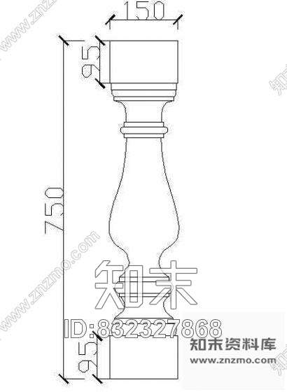 图块/节点西式栏杆柱cad施工图下载【ID:832327868】