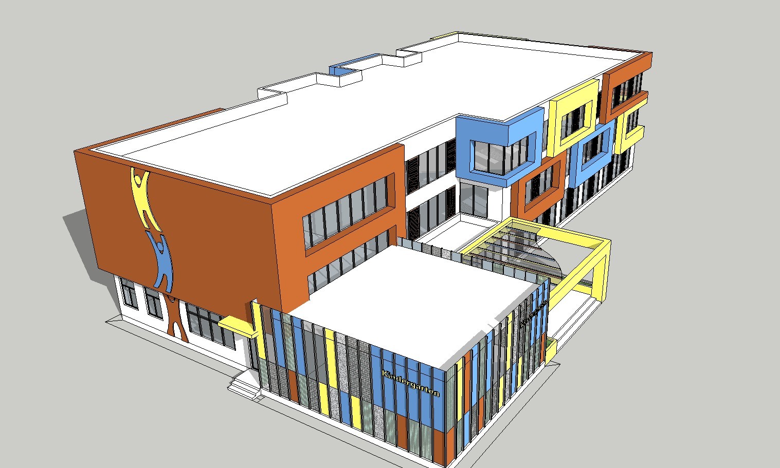 幼兒園建築設計兩個方案su模型(cad su)施工圖下載【id:426490112】