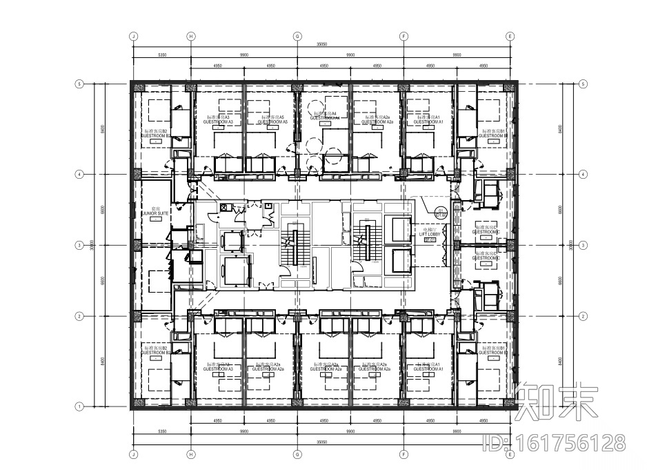 [上海]杨浦朗豪坊商务酒店室内装修施工图cad施工图下载【ID:161756128】