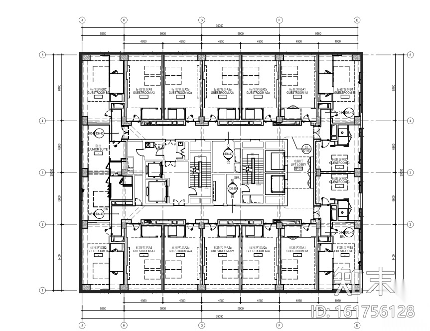 [上海]杨浦朗豪坊商务酒店室内装修施工图cad施工图下载【ID:161756128】