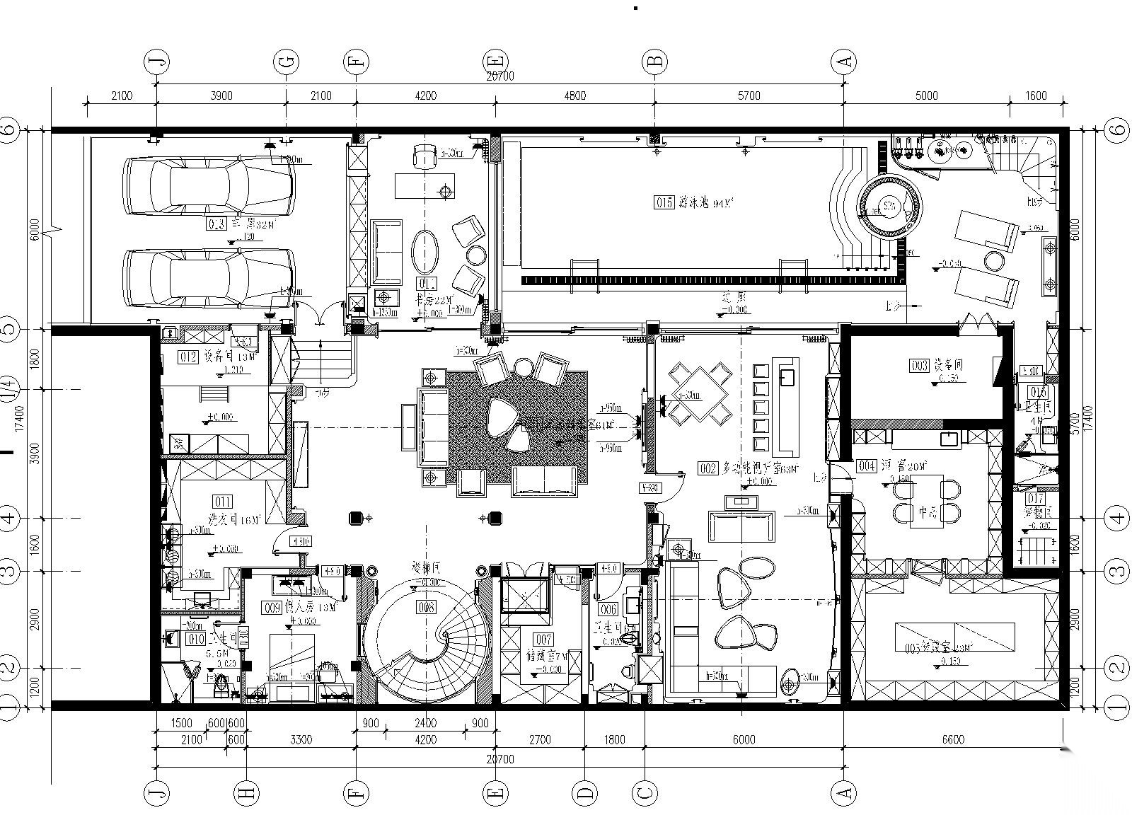 1200㎡超豪华私人独栋别墅全套施工图+方案PPT+高清效果cad施工图下载【ID:160060159】