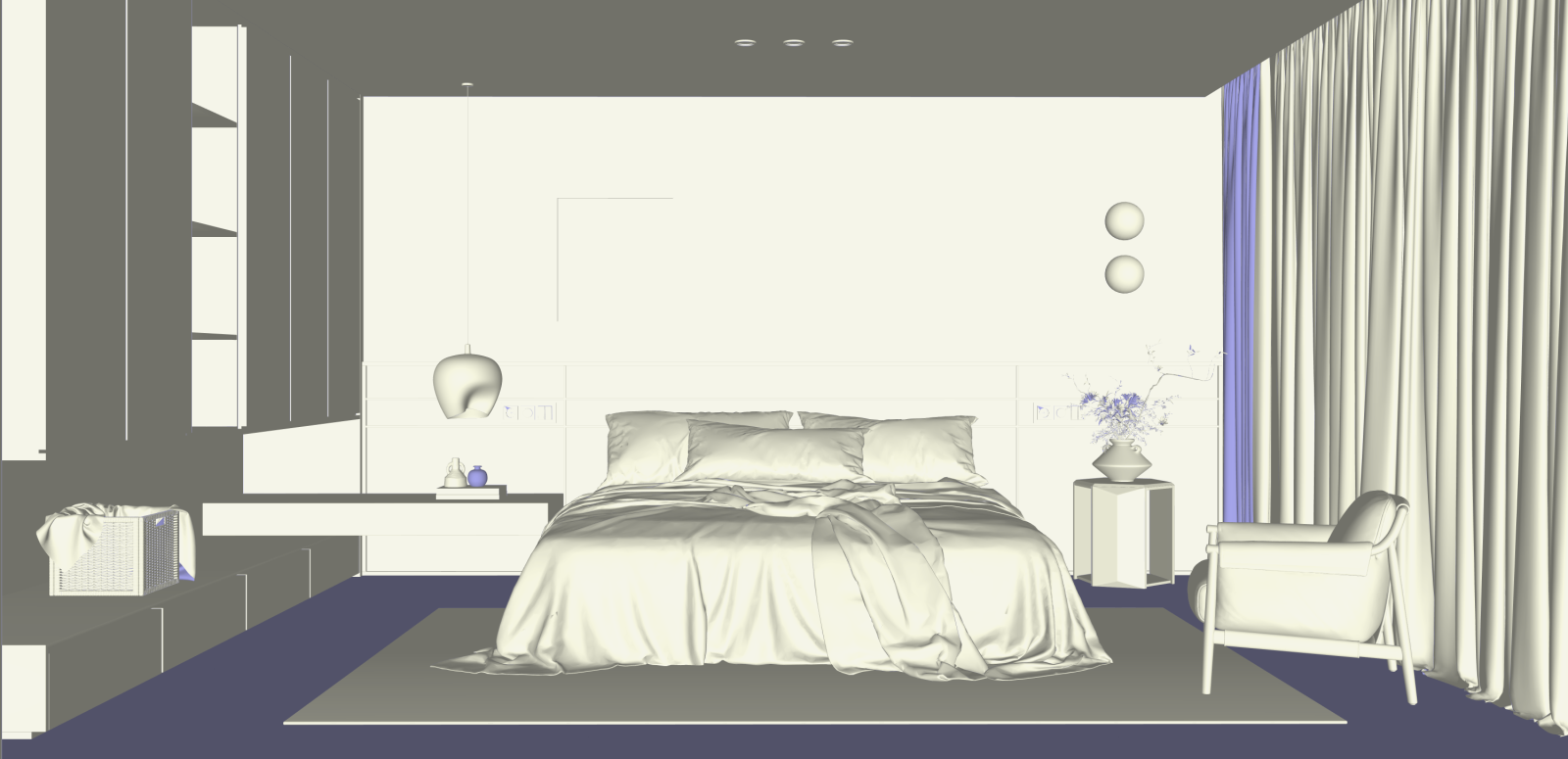 现代家居卧室SU模型下载【ID:1216003575】