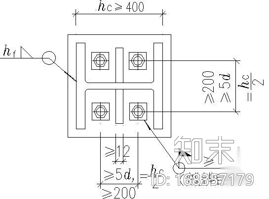 工字形截面柱铰接柱脚节点详图施工图下载【ID:168357179】