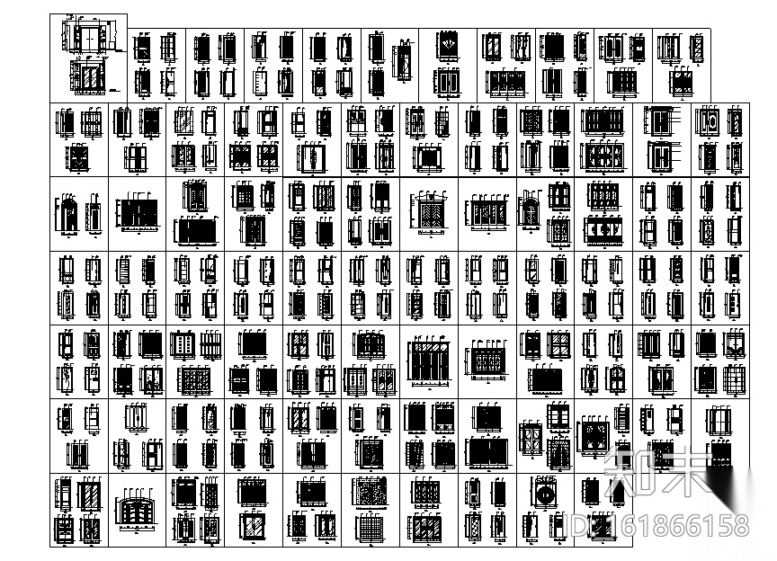 各类装饰门立面图集cad施工图下载【ID:161866158】