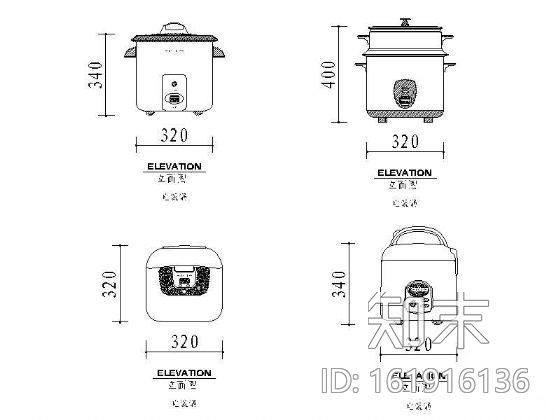 电饭煲图块cad施工图下载【ID:161916136】