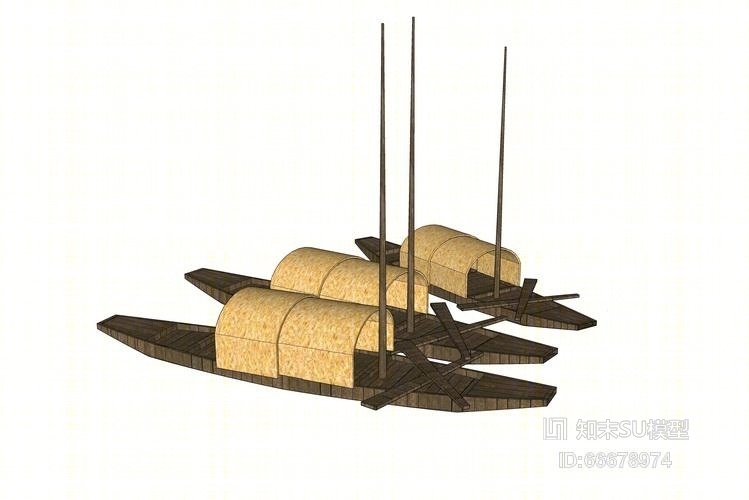 古代渔船SU模型下载【ID:66678974】