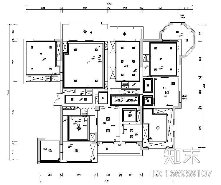 美式风格中南世纪城住宅设计施工图（附效果图）cad施工图下载【ID:166989107】