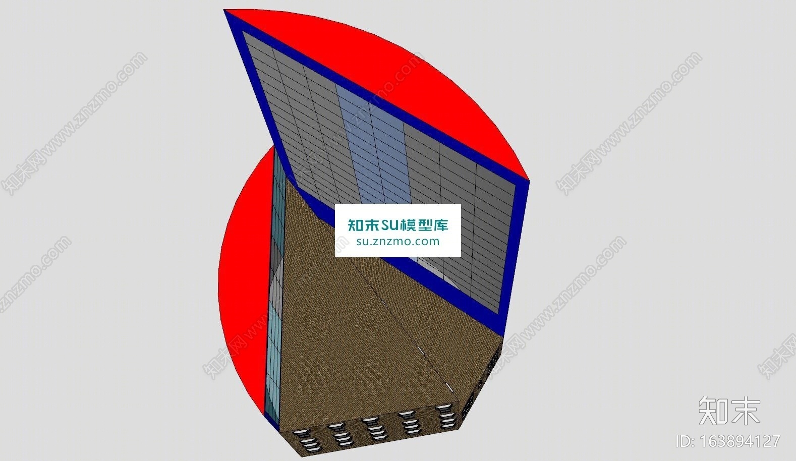 现代公寓建筑大楼SU模型下载【ID:163894127】