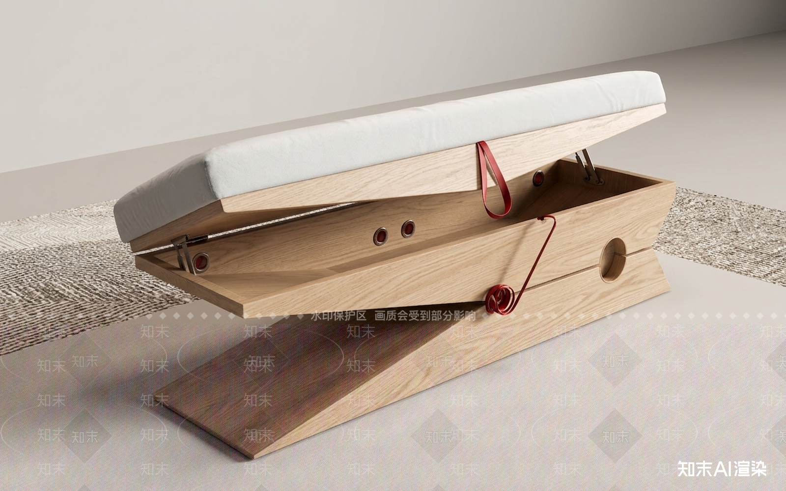 带储物功能的床尾凳床尾凳3D模型下载【ID:1227384967】