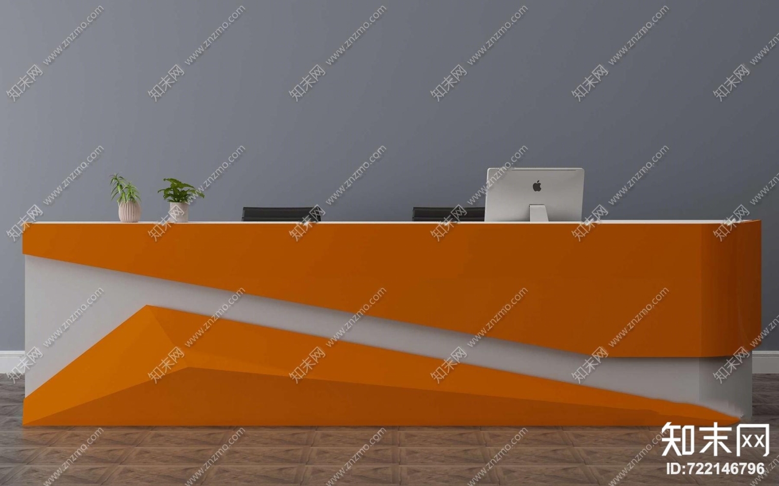 现代前台接待台组合3D模型下载【ID:722146796】_知末3d模型网