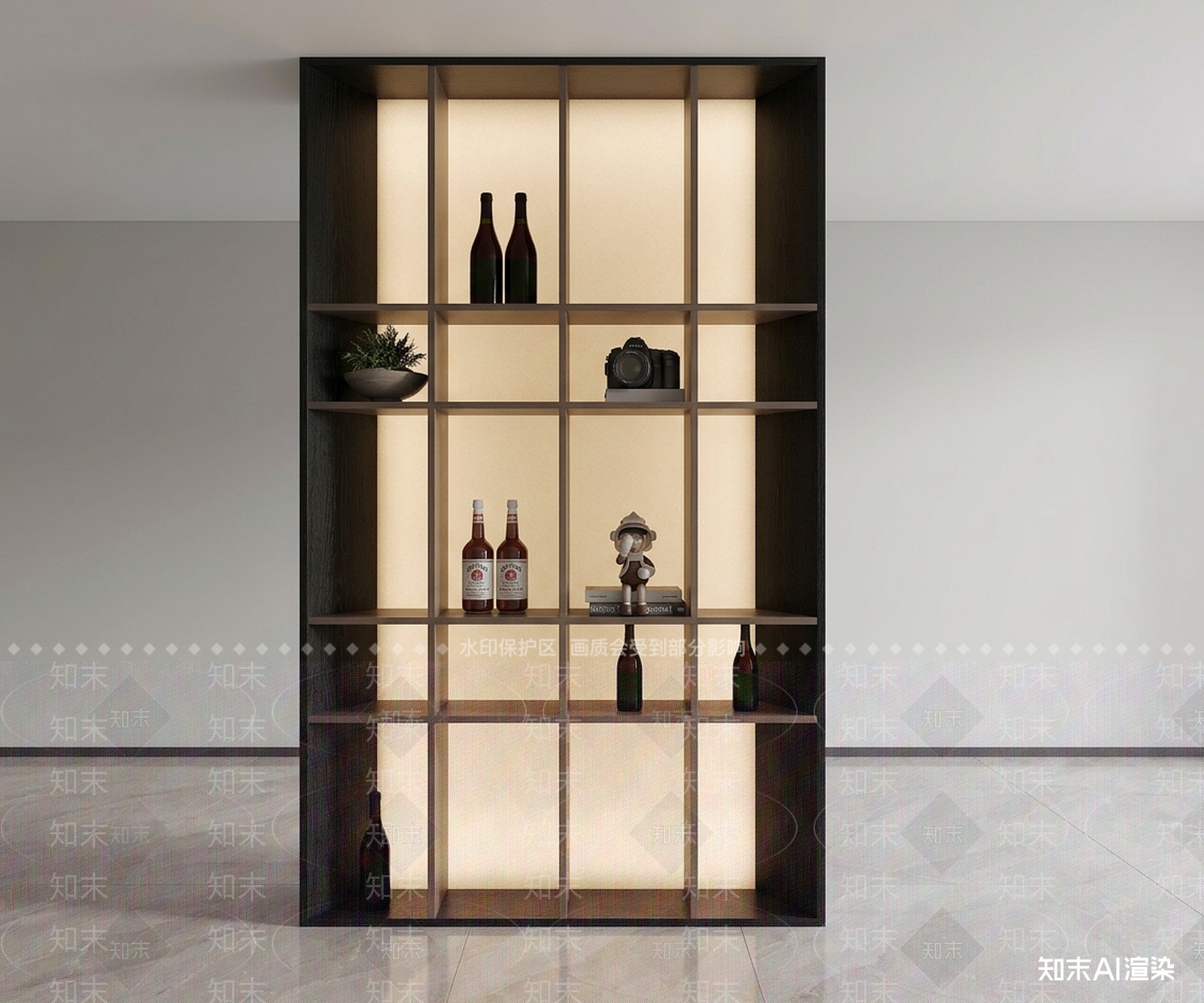 开放式酒架酒柜3D模型下载【ID:1227281942】