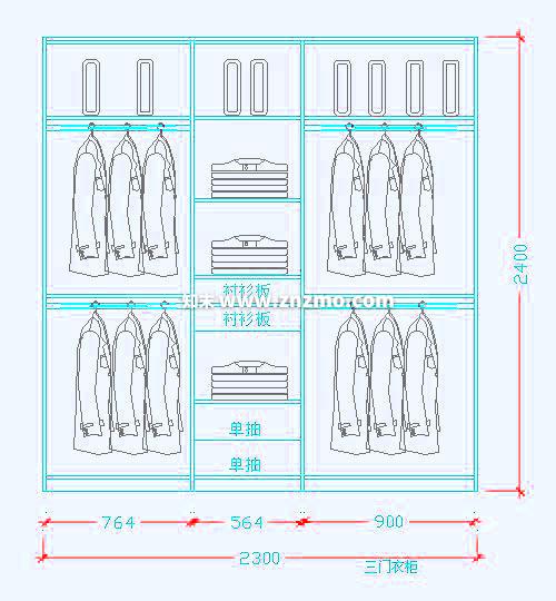 衣柜cad施工图下载【ID:177534102】