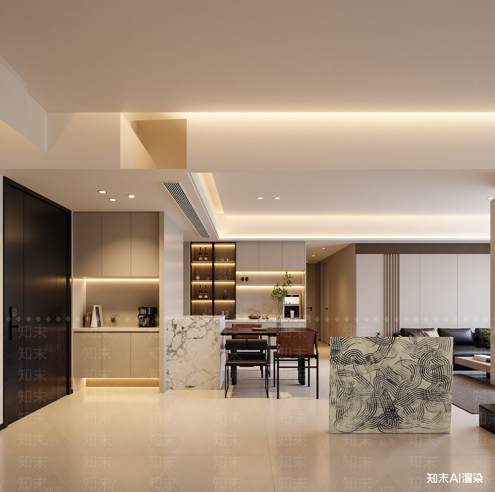 现代客餐厅3D模型下载【ID:1214686834】