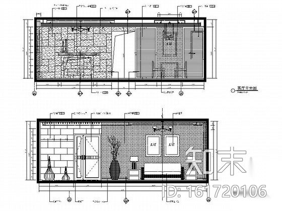 [厦门]典雅风情三居室样板房装修设计施工图（含效果）cad施工图下载【ID:161720106】