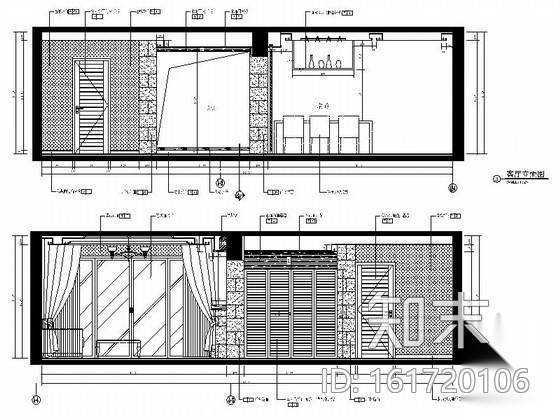 [厦门]典雅风情三居室样板房装修设计施工图（含效果）cad施工图下载【ID:161720106】