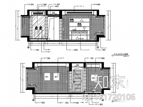 [厦门]典雅风情三居室样板房装修设计施工图（含效果）cad施工图下载【ID:161720106】