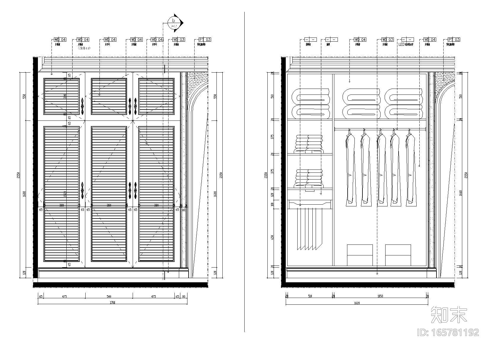 卧室衣柜及厨房壁柜等节点大样详图施工图下载