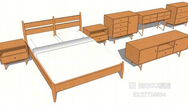 床具组合SU模型下载【ID:27724834】