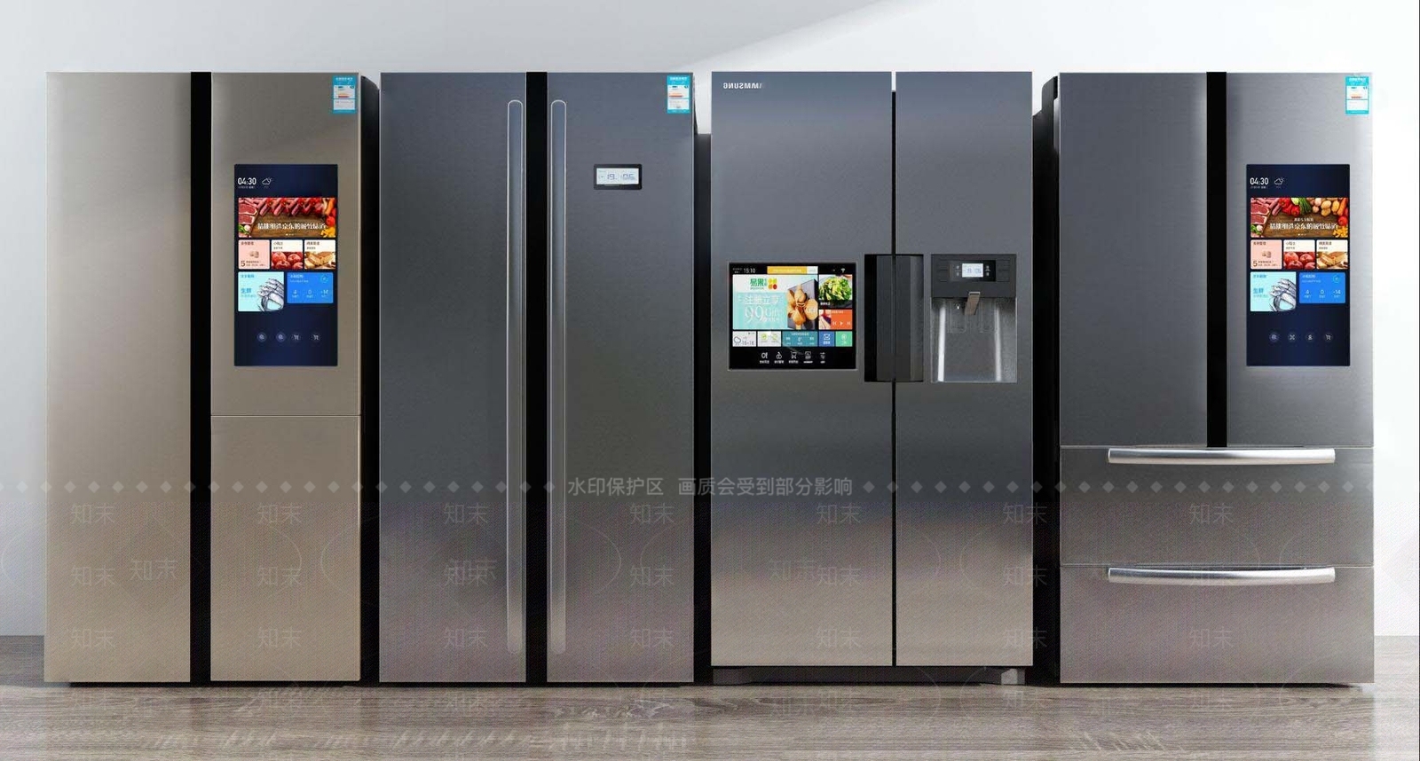 现代双开门智能冰箱冰柜3D模型下载【ID:1103450389】