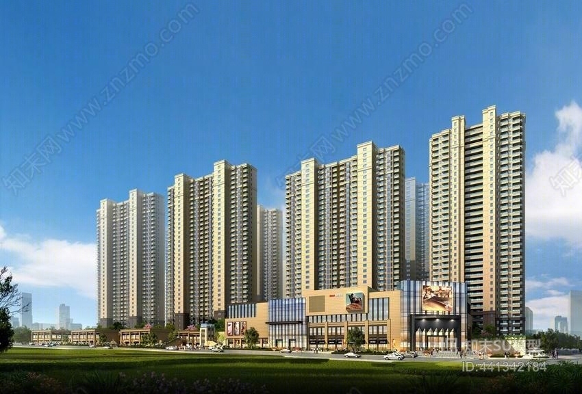 现代集中商业+住宅SU模型下载【ID:441342184】