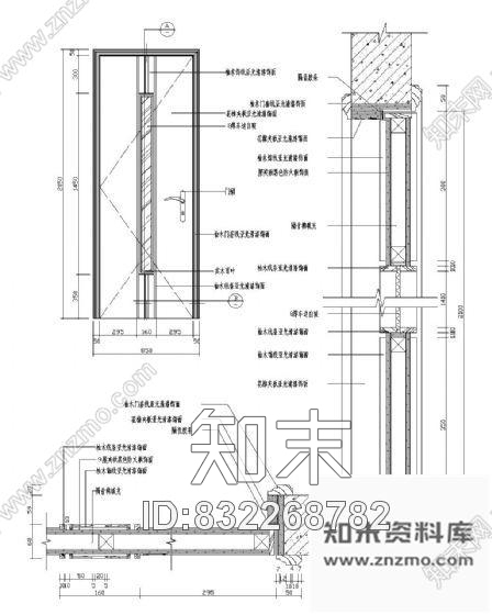 图块/节点单扇木门详图Ⅲcad施工图下载【ID:832268782】