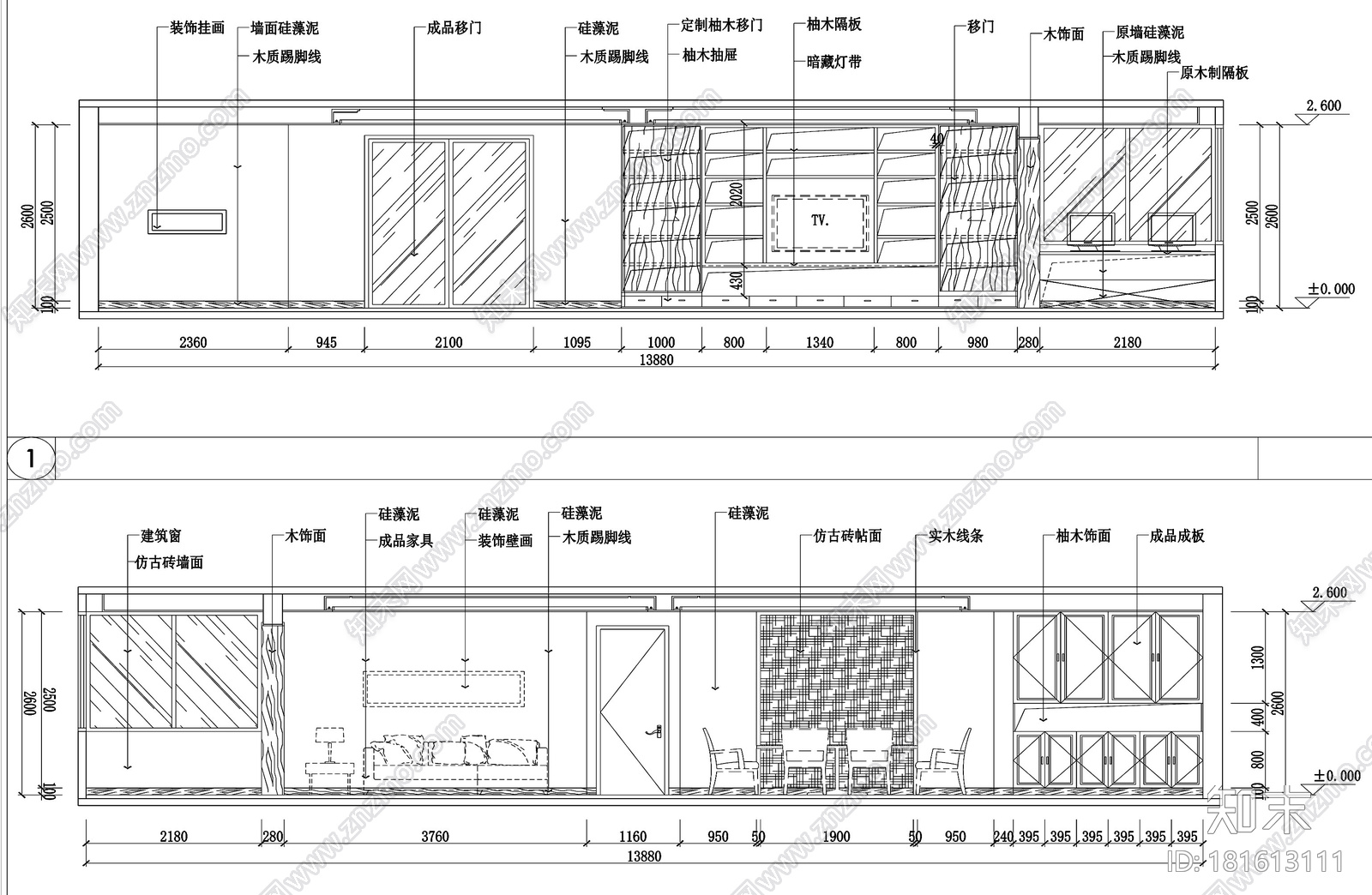 东南亚风格六居室装修施工图（附效果图+软装搭配图）cad施工图下载【ID:181613111】