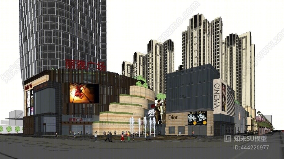 成都丽雅广场商业综合体SU模型下载【ID:444220977】