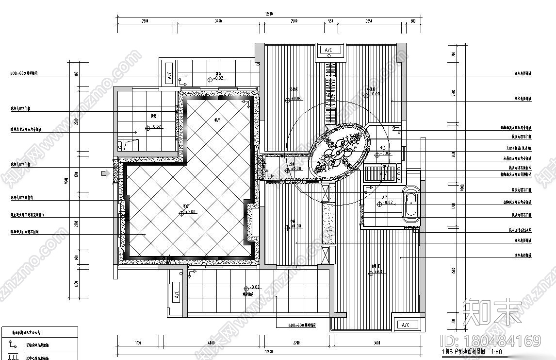 [广东]欧式城市时代T1B样板房室内施工图设计(浅色调欧式...施工图下载【ID:180484169】