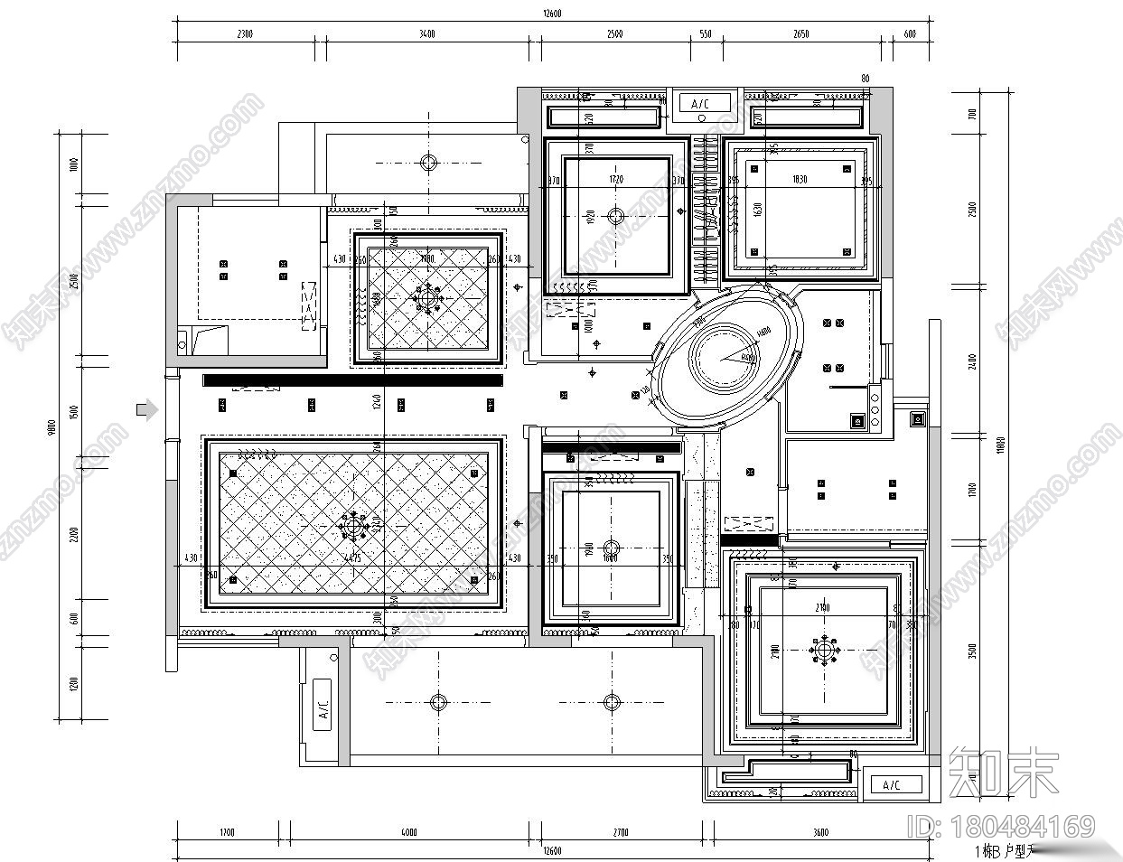 [广东]欧式城市时代T1B样板房室内施工图设计(浅色调欧式...施工图下载【ID:180484169】