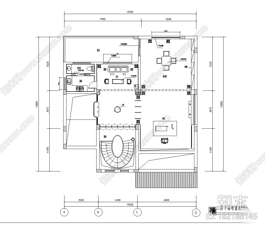 金鸟半岛纯中式风格室内施工图设计（CAD+实景图）施工图下载【ID:182188145】