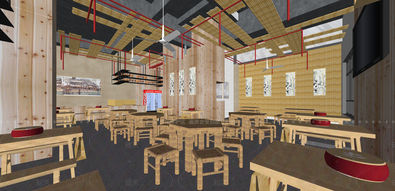现代火锅店SU模型下载【ID:1215968859】
