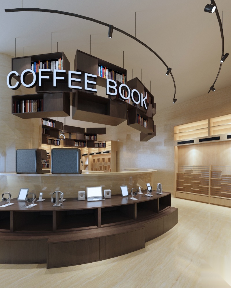 北方图书城奥莱店装修施工图+效果图cad施工图下载【ID:160406116】