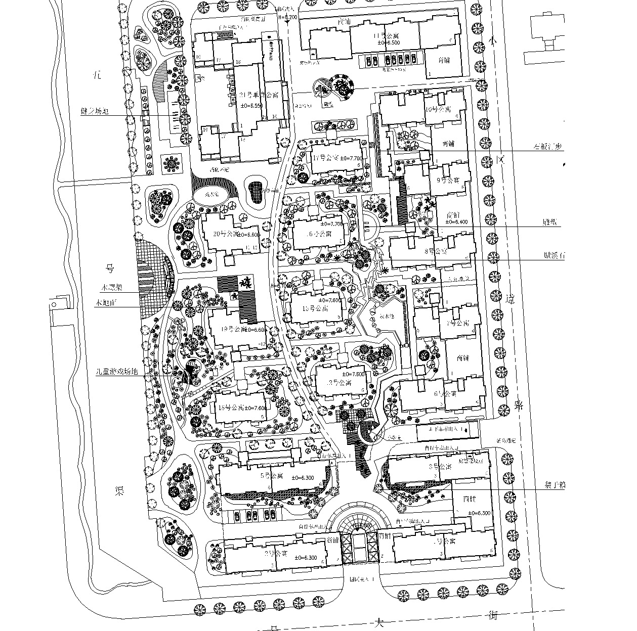 [浙江]杭州东海未名园居住区景观CAD平面图（含配套手绘...施工图下载【ID:161022119】