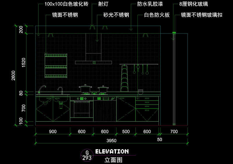 厨房立剖面cad图块cad施工图下载【ID:149664147】