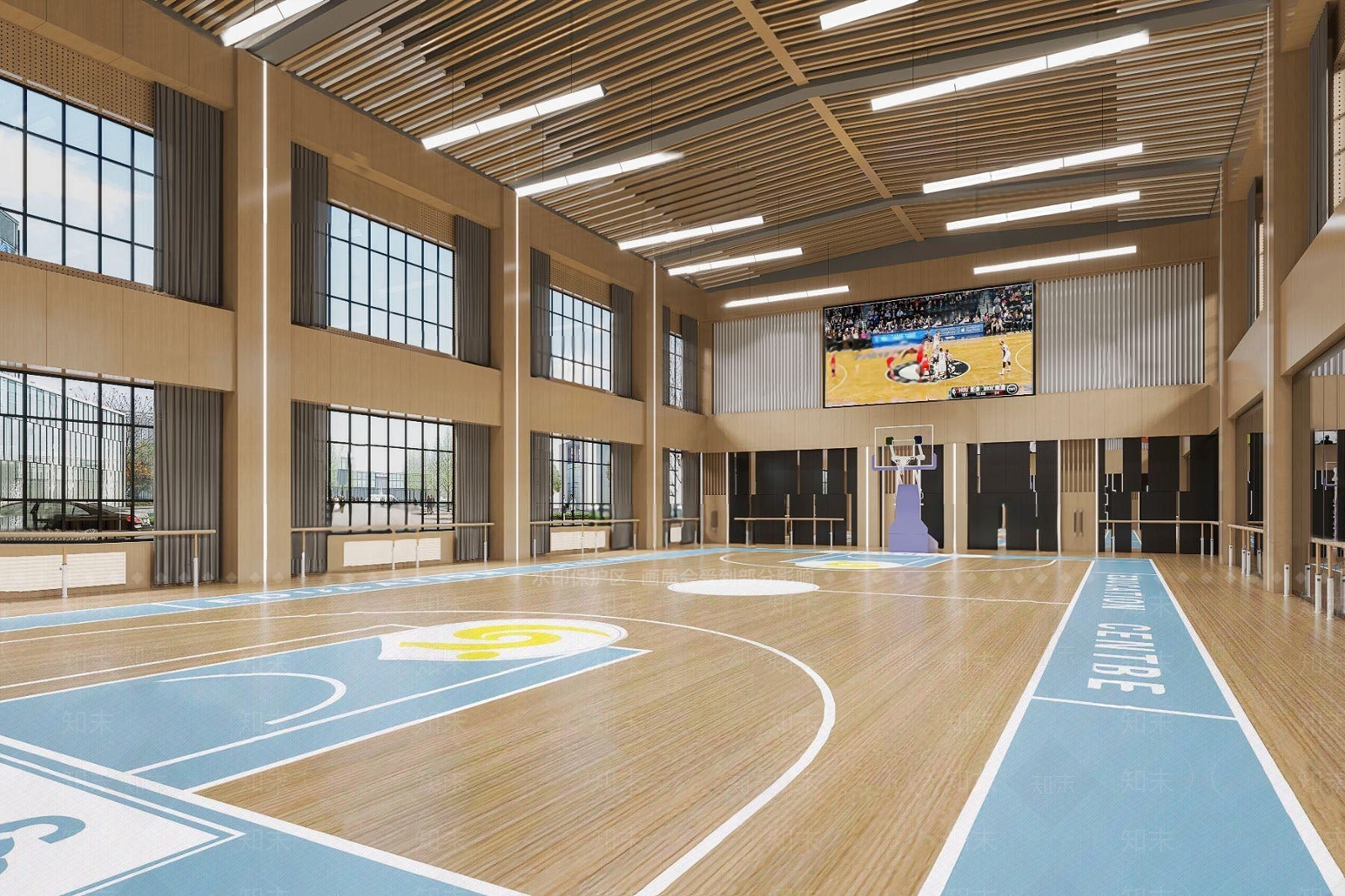 现代室内篮球馆3D模型下载【ID:1124590775】