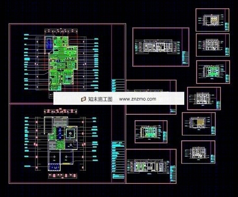 欧式风格三室二厅装修图cad施工图下载【ID:36918565】