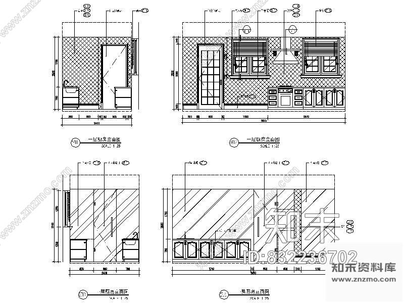 图块/节点别墅厨房立面图cad施工图下载【ID:832236702】