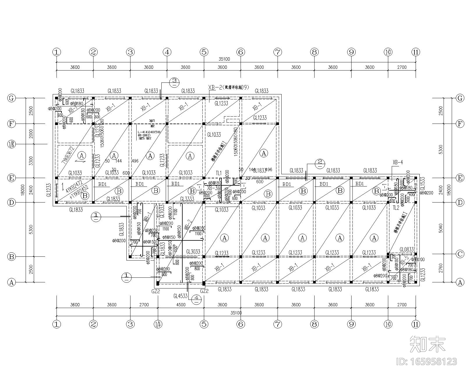 某五层砖混结构宿舍施工图(CAD)cad施工图下载【ID:165958123】