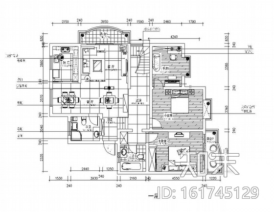 某双层别墅设计平面图cad施工图下载【ID:161745129】