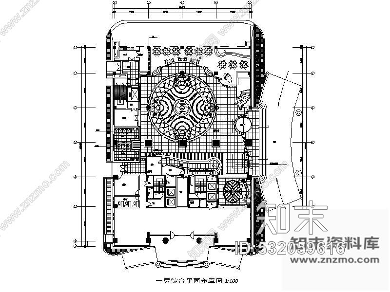 施工图四星级宾馆大堂室内装修图cad施工图下载【ID:532059616】