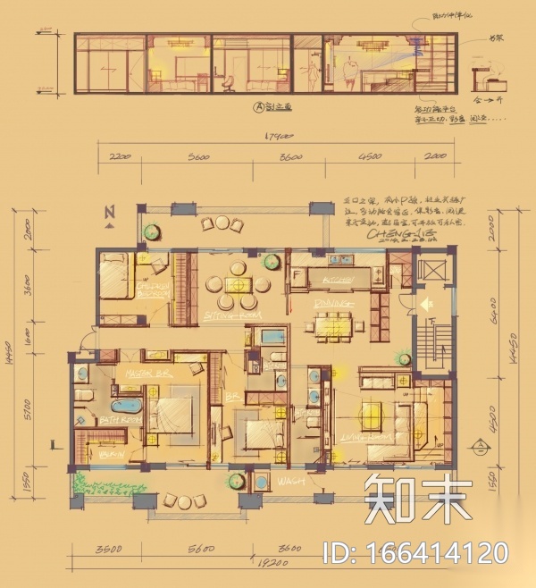 一个250m²户型12个室内设计方案cad施工图下载【ID:166414120】