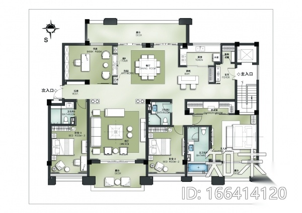 一个250m²户型12个室内设计方案cad施工图下载【ID:166414120】