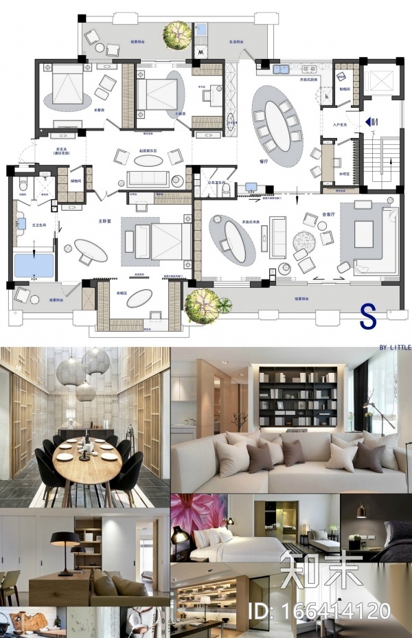 一个250m²户型12个室内设计方案cad施工图下载【ID:166414120】