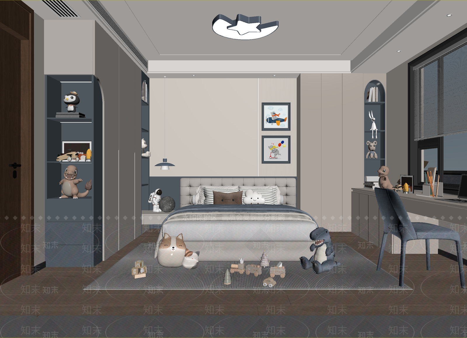 新中式通用儿童房3D模型下载【ID:1215138821】